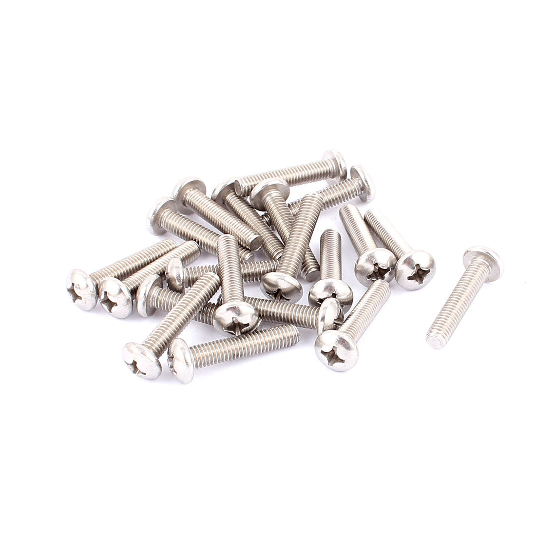 Harfington M6x30mm Cross Round Head Phillips Screws Fasteners Silver Tone 20pcs