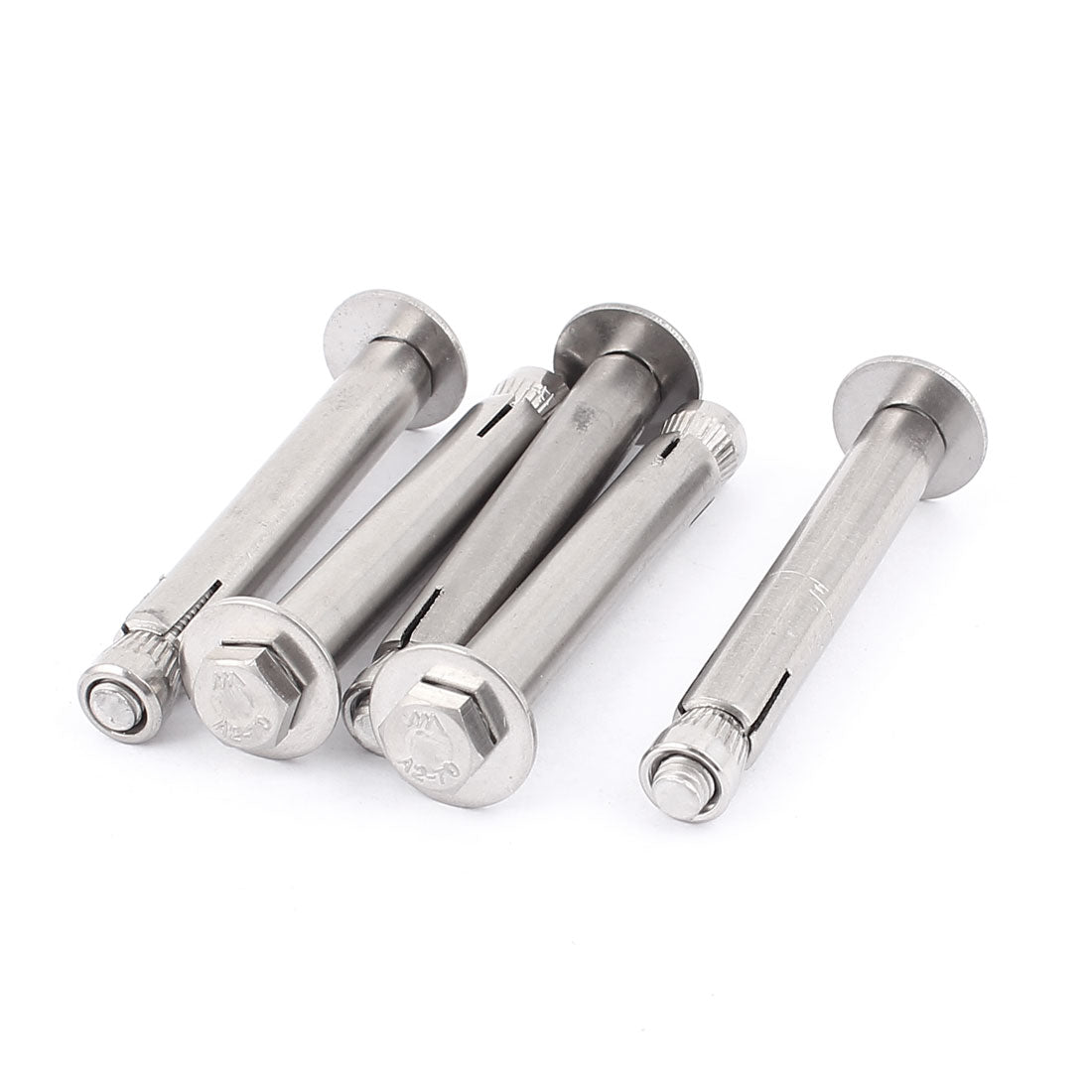 Harfington M6x70mm Hex Head Sleeve Expansion Bolt Anchor Screws Silver Tone 5pcs