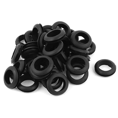 Harfington 18mm Cable Hole Dia Electrical Firewall Wiring Gasket Rubber Grommet Black 40Pcs