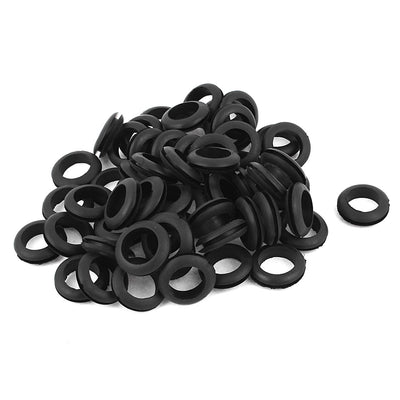 Harfington 18mm Cable Hole Dia Electrical Firewall Wiring Gasket Rubber Grommet Black 60Pcs