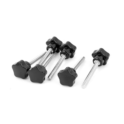 Harfington M6x50mm Male Thread Plastic Star Shaped Head Clamping Knob Grip 6 Pcs Black