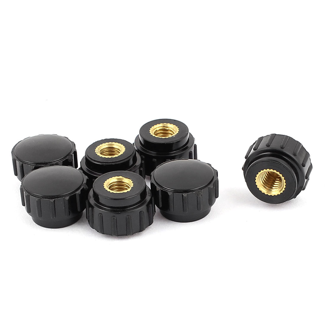 Harfington M6 x 17mm Female Thread Plastic Knurled Head Clamping Knob Jig Black 7 Pcs