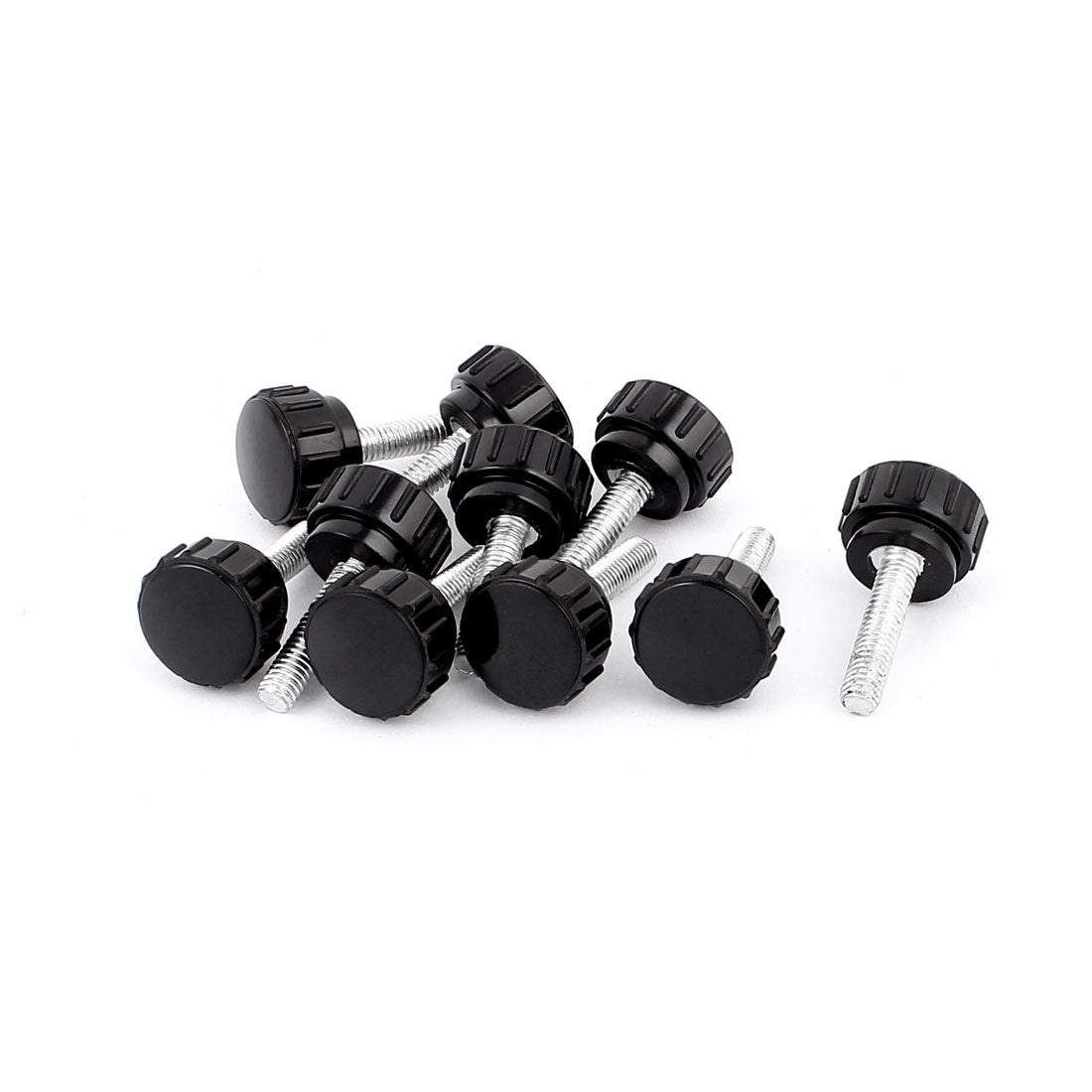 Harfington 31mm Length M5x20mm Male Thread Straight Round Head Knurled Knob Grip 10 Pcs