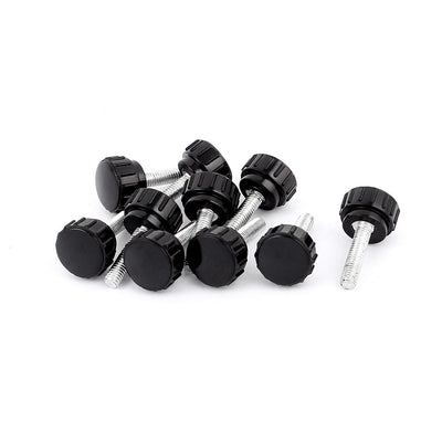 Harfington 31mm Length M5x20mm Male Thread Straight Round Head Knurled Knob Grip 10 Pcs