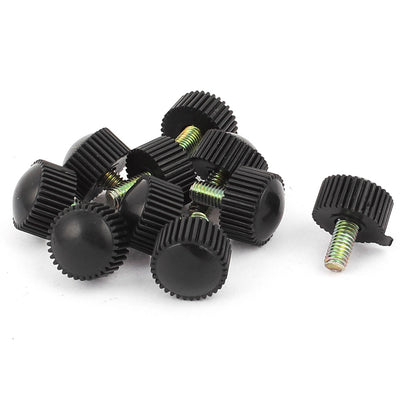 Harfington M5 x 10mm Round Head Screw On Straight Knurled Clamping Knob Grips Black 10pcs