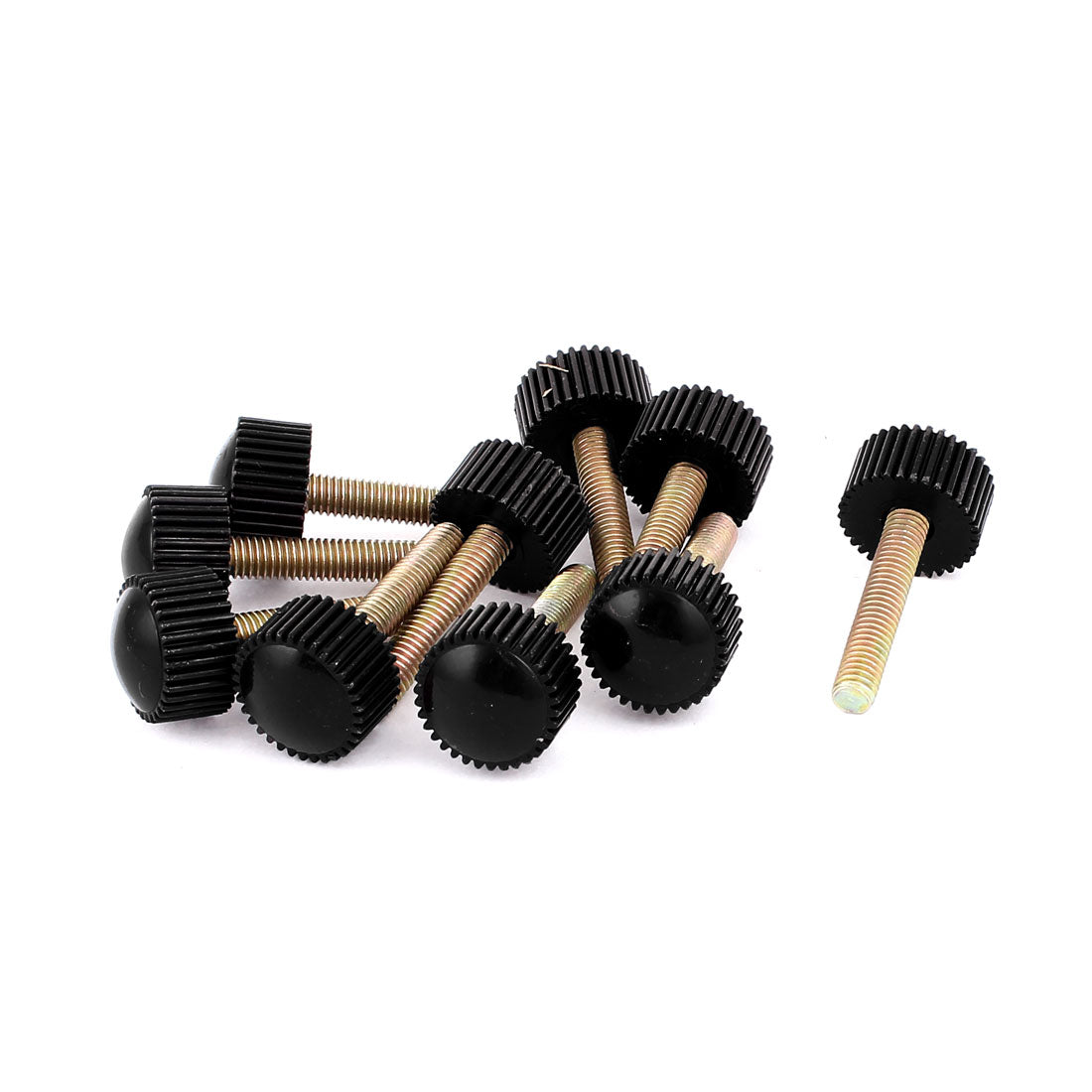 Harfington M5 x 25mm Round Head Screw On Straight Knurled Clamping Knob Grips Black 10pcs