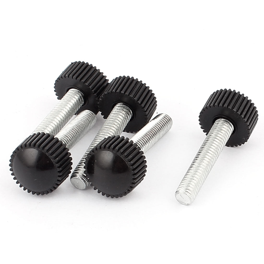 Harfington M6 x 30mm Round Head Screw On Straight Knurled Clamping Knob Grips Black 5pcs