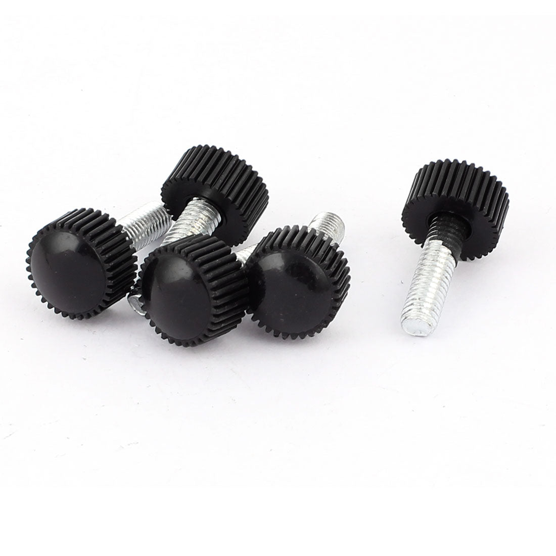 Harfington M6 x 20mm Round Head Screw On Straight Knurled Clamping Knob Grips Black 5pcs