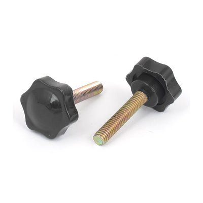 Harfington M6x30mm Male Thread 1" Dia Star Head Screw On Clamping Nuts Knob Grip 5pcs