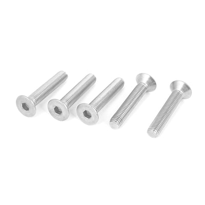 Harfington M8 Stainless Steel Hex Socket Countersunk Flat Head Screws Bolt 45mm Long 5pcs