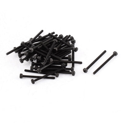 Harfington M2 x 25mm Alloy Steel Hex Bolt Socket Head Cap Machine Screw Black 50pcs