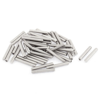 Harfington M4x25mm Stainless Steel Hex Socket Set Cup Point Grub Screws Silver Tone 50pcs
