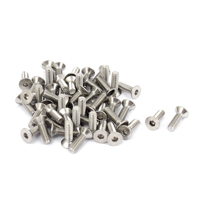 Harfington M3 x 10mm Metric 304 Stainless Steel Hex Socket Countersunk Flat Head Screw Bolts 50pcs