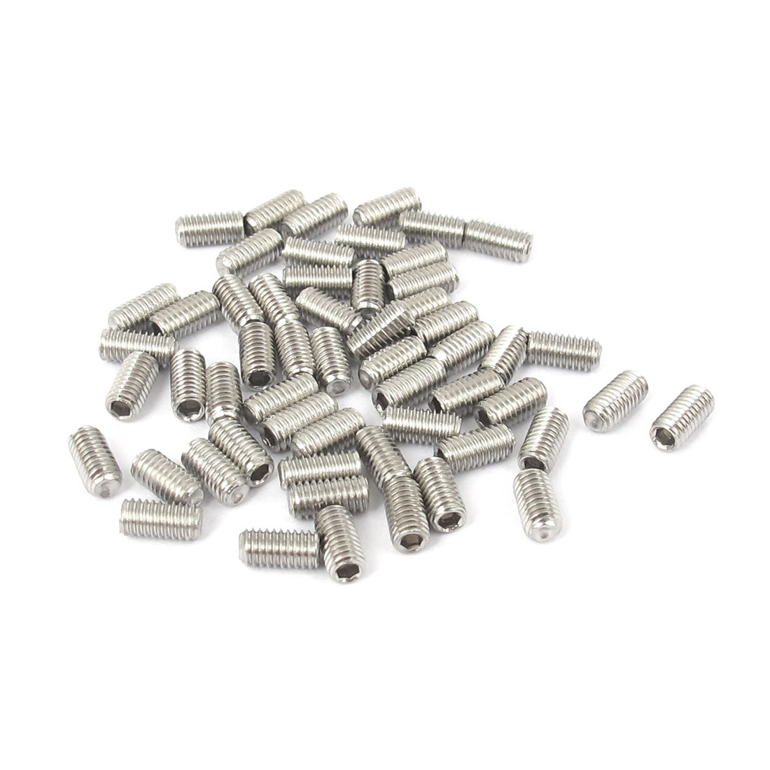 Harfington M3x6mm Stainless Steel Hex Socket Set Cap Point Grub Screws Silver Tone 50pcs