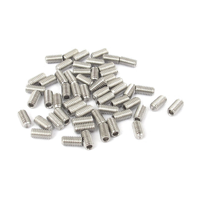 Harfington M3x6mm Stainless Steel Hex Socket Set Cap Point Grub Screws Silver Tone 50pcs