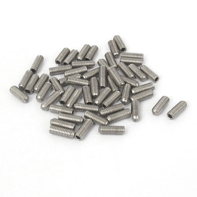 Harfington M3x8mm Stainless Steel Hex Socket Set Cap Point Grub Screws Silver Tone 50pcs