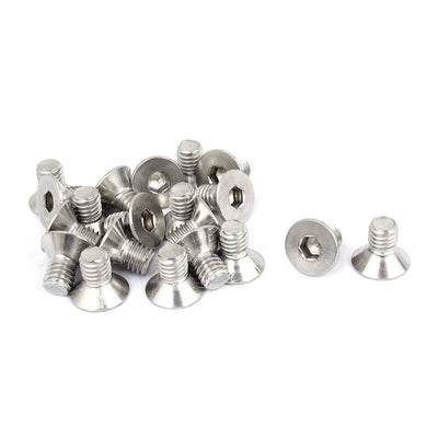 Harfington M6 x 10mm Metric 304 Stainless Steel Hex Socket Countersunk Flat Head Screw Bolts 20pcs