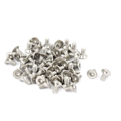 Harfington M2 x 4mm Metric 304 Stainless Steel Hex Socket Countersunk Flat Head Screw Bolts 50pcs