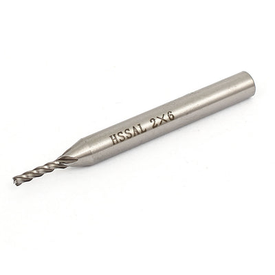 Harfington 6mm Shank 2mm Cutting Dia 4 Flutes Spiral HSS End Mill Cutter