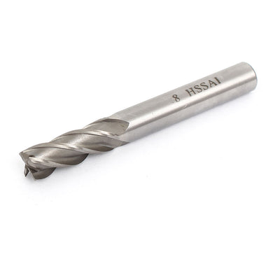 Harfington 8mm Shank 8mm Cutting Dia 4 Flutes Spiral HSS End Mill Cutter