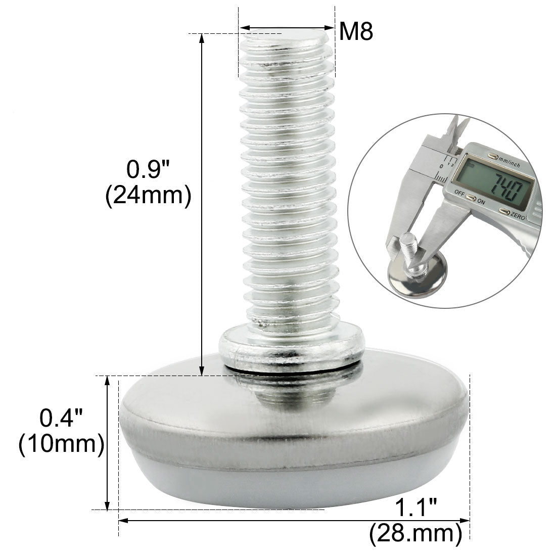 uxcell Uxcell Furniture Glide Leveling Foot Adjuster M8 x 25mm Thread Screw 50 PCS