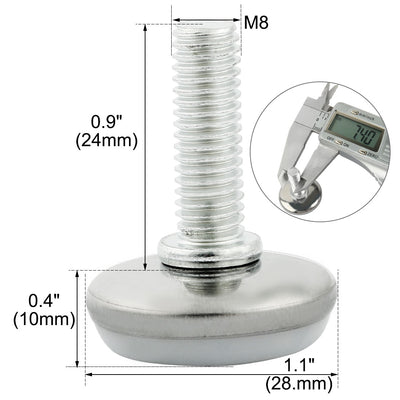 Harfington Uxcell Furniture Glide Leveling Foot Adjuster M8 x 25mm Thread Screw 50 PCS