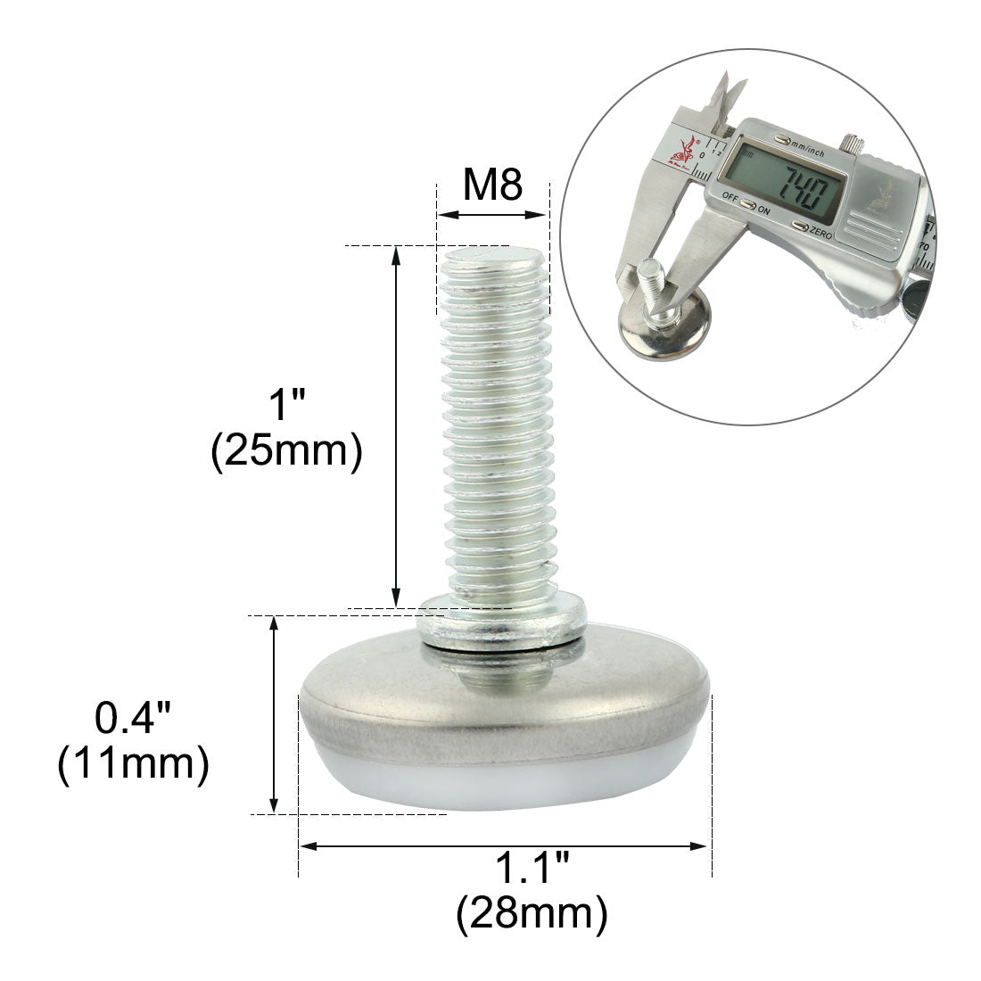 uxcell Uxcell Furniture Glide Leveling Foot M8x25mm Adjustable Thread Screw On Type 40pcs