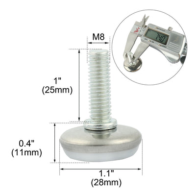 Harfington Uxcell Furniture Glide Leveling Foot M8x25mm Adjustable Thread Screw On Type 40pcs