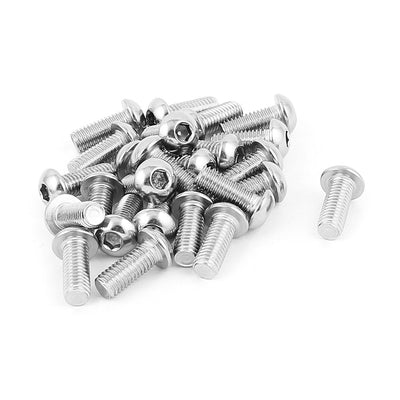 Harfington 25 Pcs M8 x 20mm Silver Tone Stainless Steel Button Head Socket Cap Screw