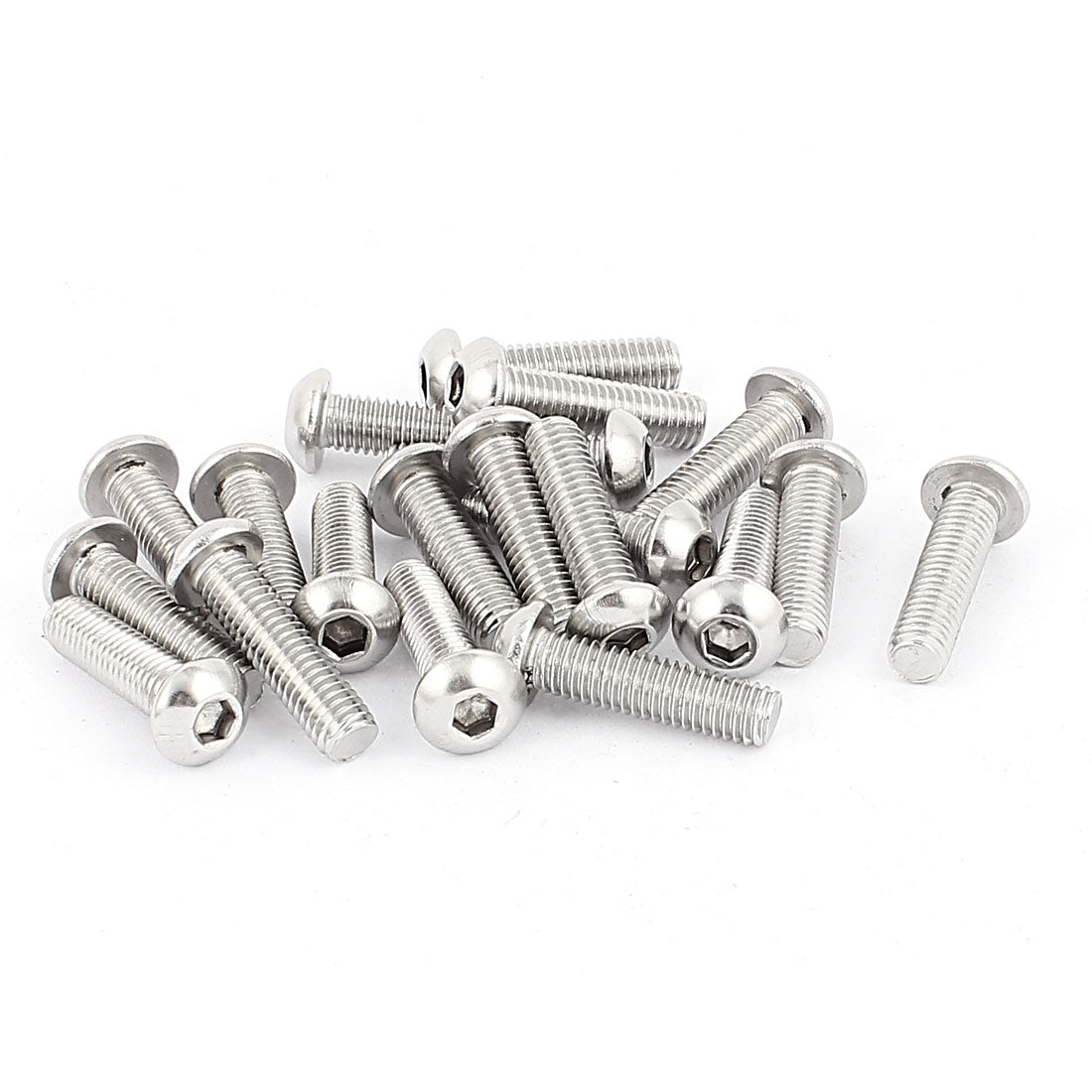 Harfington 20 Pcs M8 x 30mm Silver Tone Stainless Steel Button Head Socket Cap Screw