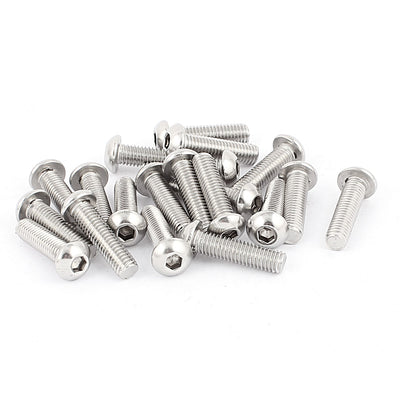 Harfington 20 Pcs M8 x 30mm Silver Tone Stainless Steel Button Head Socket Cap Screw