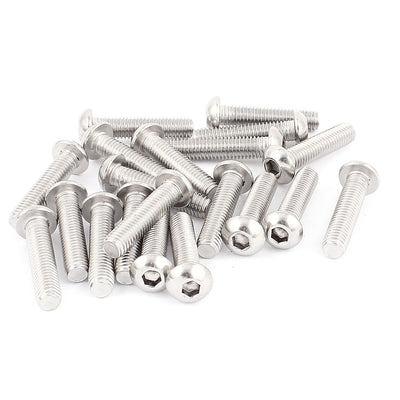 Harfington 20 Pcs M8 x 35mm Silver Tone Stainless Steel Button Head Socket Cap Screw