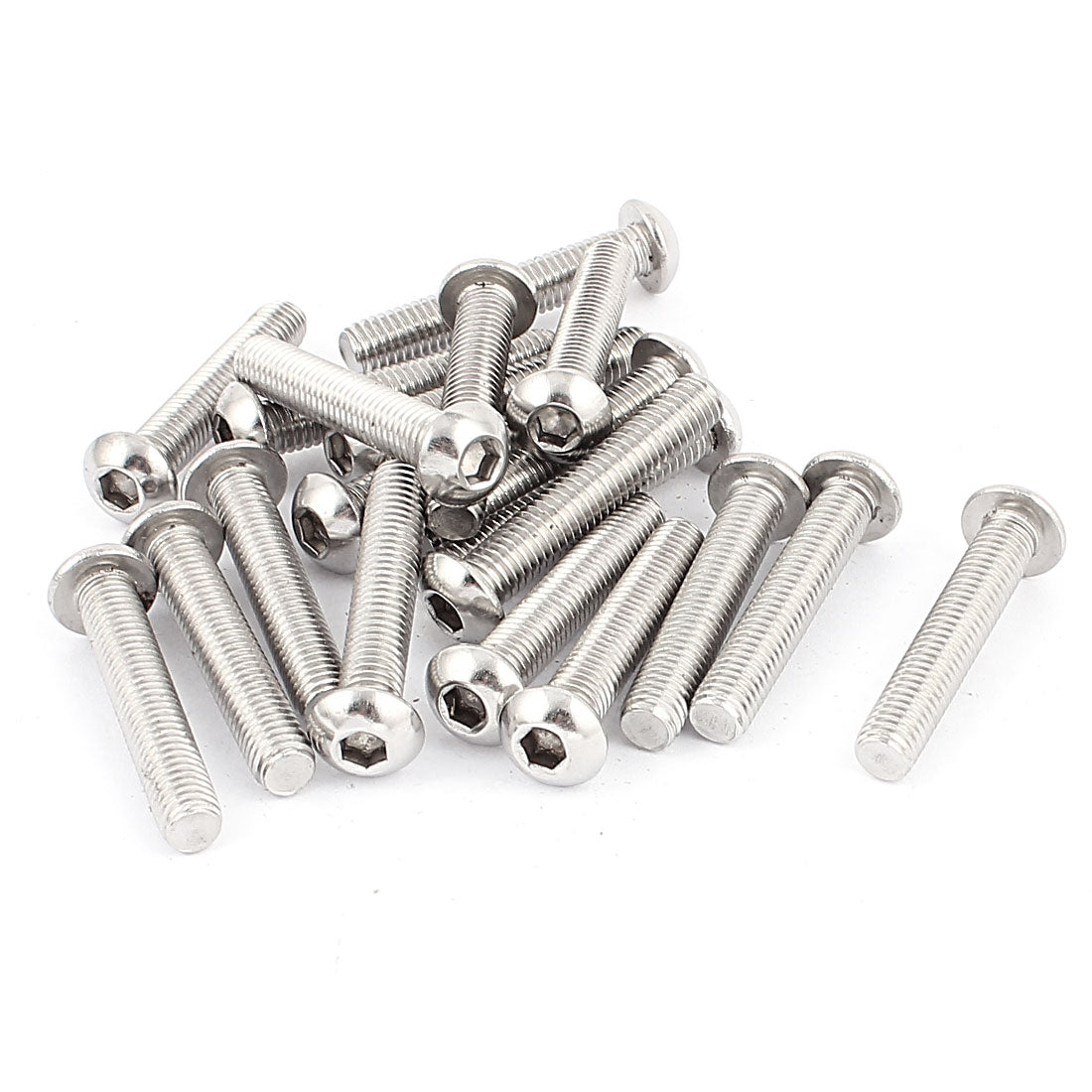 Harfington Full Thread Stainless Steel Button Head Socket Cap Screw Silver Tone M8 x 45mm 20 Pcs