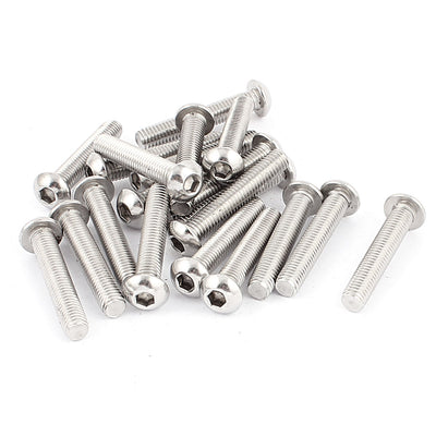 Harfington Full Thread Stainless Steel Button Head Socket Cap Screw Silver Tone M8 x 45mm 20 Pcs
