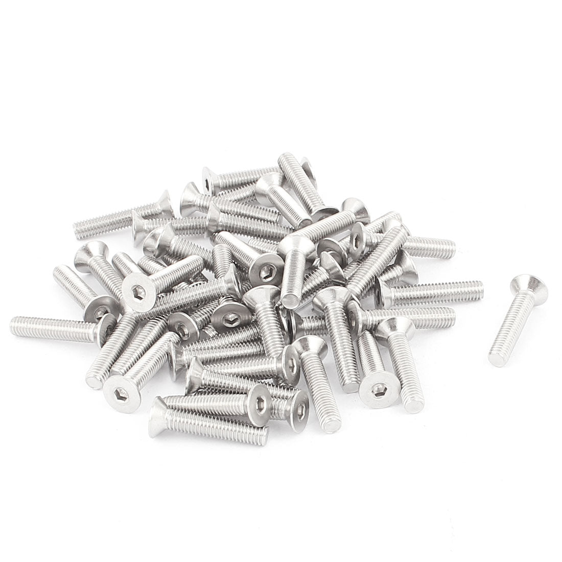 Harfington 50 Pcs M5 x 25mm Silver Tone Countersunk Flat Head Hex Socket Screw Bolt DIN 7991