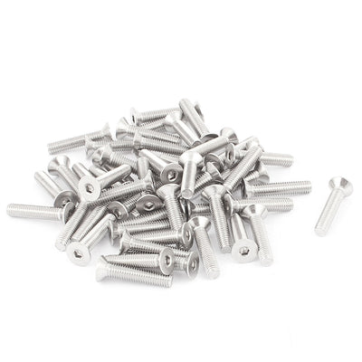 Harfington 50 Pcs M5 x 25mm Silver Tone Countersunk Flat Head Hex Socket Screw Bolt DIN 7991