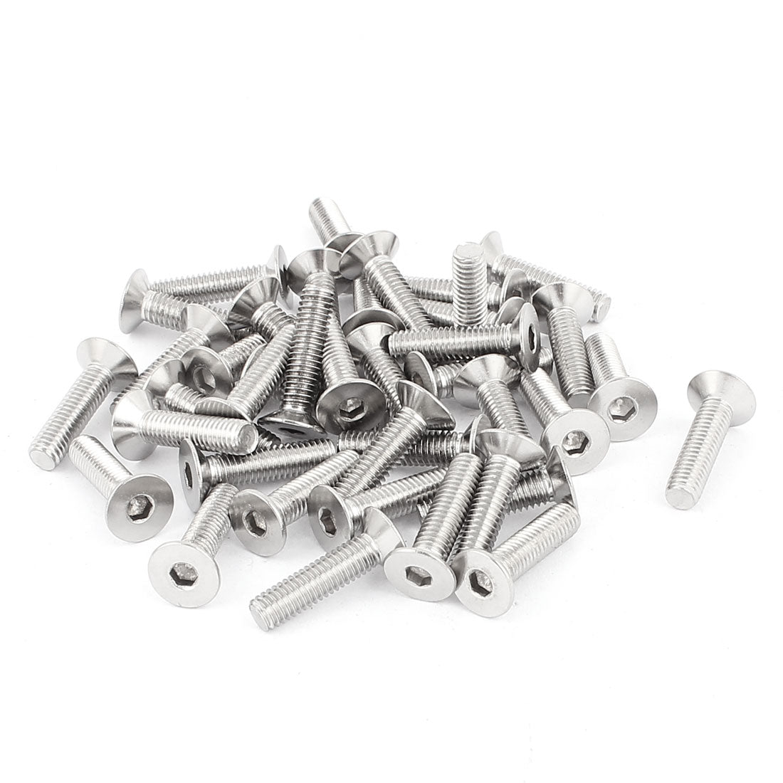 Harfington M6 x 25mm Countersunk Flat Head Hex Socket Screw Bolt DIN 7991 Silver Tone 40 Pcs