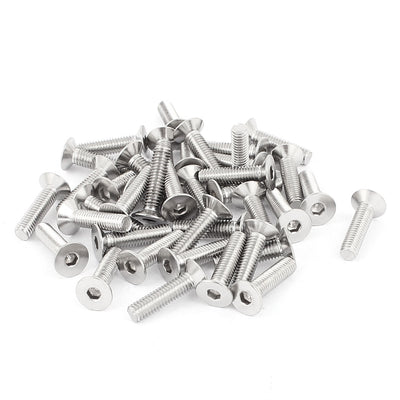 Harfington M6 x 25mm Countersunk Flat Head Hex Socket Screw Bolt DIN 7991 Silver Tone 40 Pcs