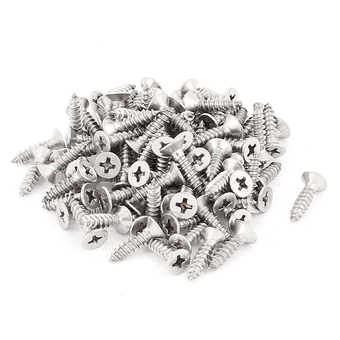 Harfington 3.9mm x 16mm Countersunk Cross Head Self Tapping Screw Fasteners Silver Tone 100 Pcs