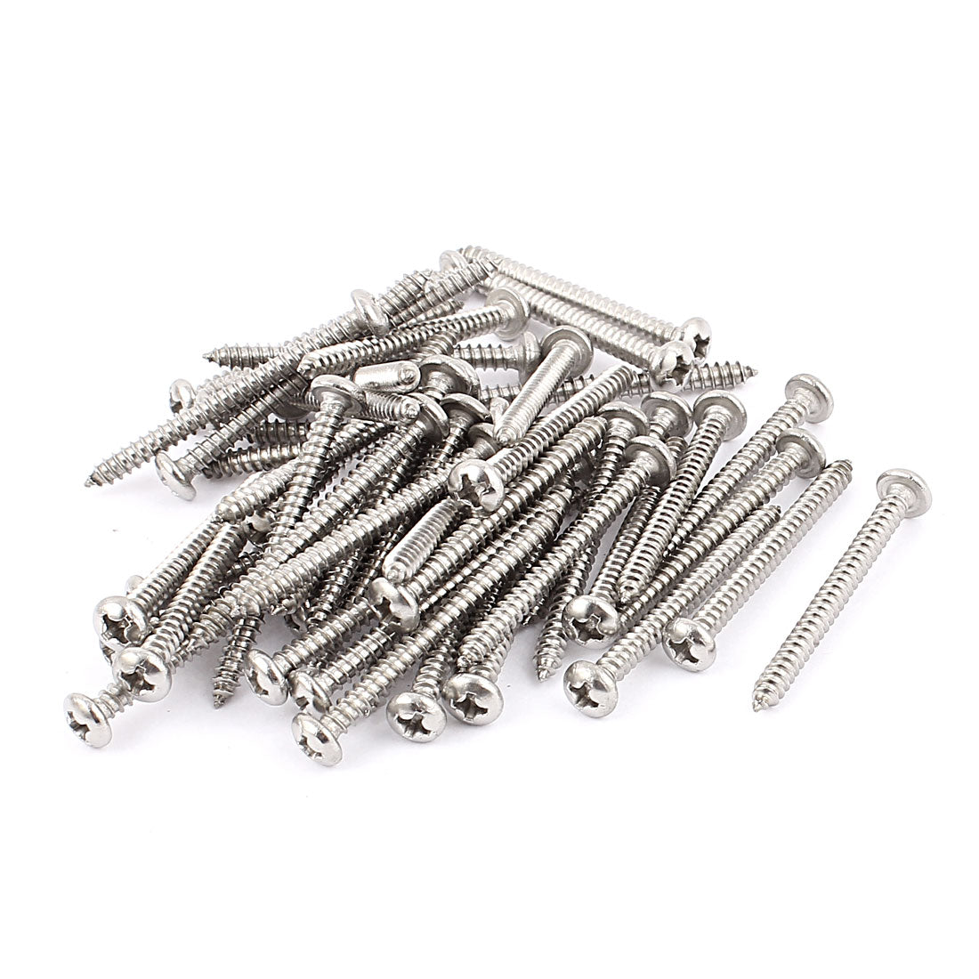 Harfington 3.5mm x 40mm Stainless Steel Phillips Pan Head Self Tapping Screw Fasteners Silver Tone 50 Pcs