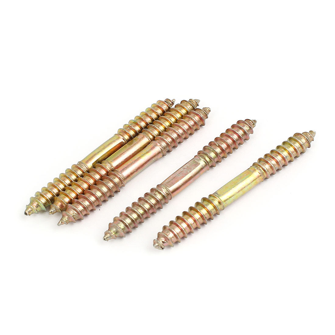 Harfington M8 x 74mm Double Ended Thread Wood to Wood Furniture Fixing Dowel Screw 5Pcs