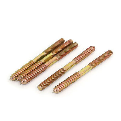 Harfington M8 x 100mm Double End Threaded Machine Self Tapping Wood Screw Bolt Stud 5Pcs