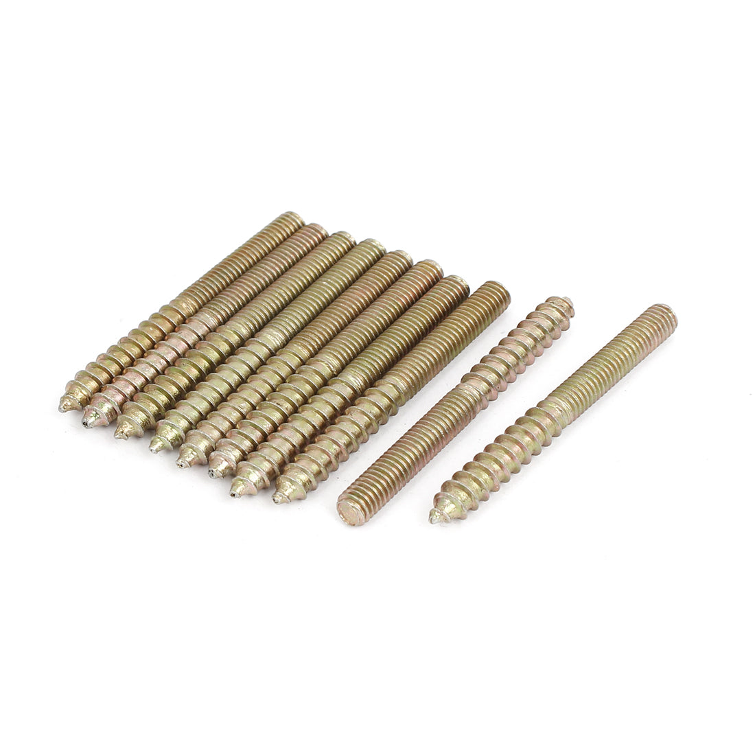 Harfington M6 x 59mm Double Ended Threaded Self Tapping Wood Screw Rod Bar Bolt Stud 10Pcs