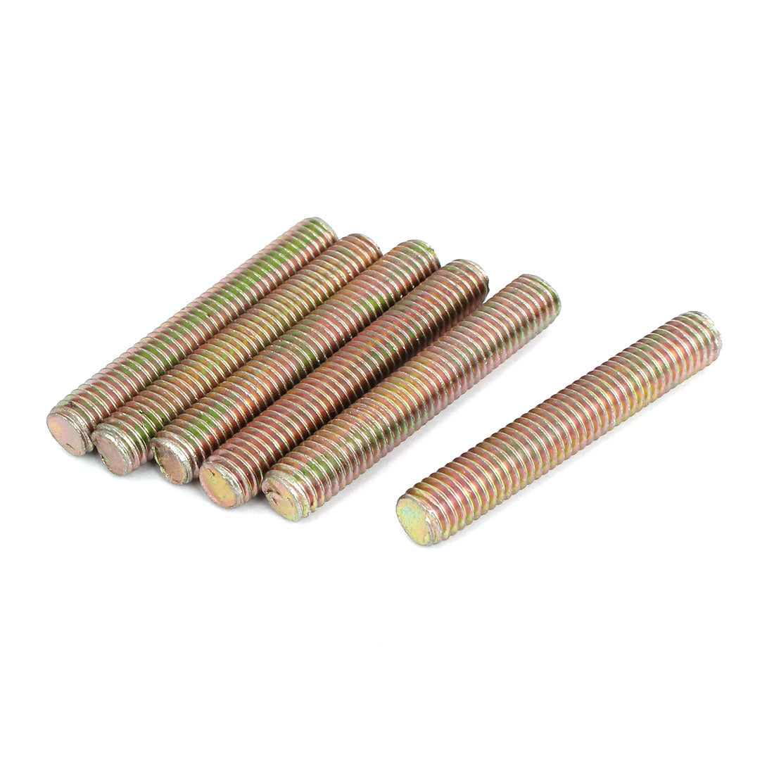 Harfington 1.25mm Pitch M8 x 50mm Male Threaded All Thread Rod Bar Stud Bronze Tone 6Pcs