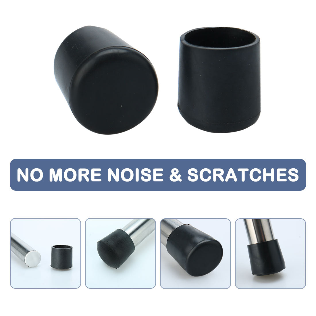 Harfington 16mm Inner Dia Cylinder Shaped Rubber Furniture Table Leg Cap Foot Protector Cover 4Pcs