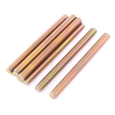 Harfington 8 Pcs 1.25mm Pitch M8 x 90mm Male Full Thread Dual Head Threaded Rod Bar Screw Bolt Fastener Bronze Tone