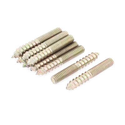 Harfington 10Pcs M6 x 40mm Double Ended Metal Full Thread Self Tapping Threaded Rods Screw Bars Studs