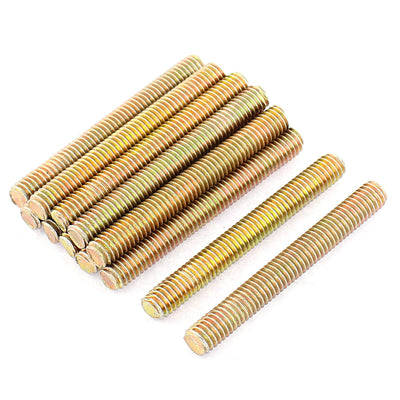 Harfington 12Pcs 1mm Pitch M6 x 50mm Male Full Thread Bronze Tone Metal Threaded Rod Bar Screw Studs