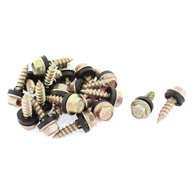 Harfington 20 Pcs Rubber Washer M5 x 20mm Male Thread Hex Head Self Tapping Screw Fastener 24mm Long