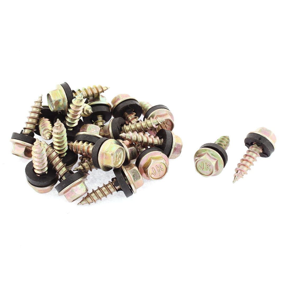 Harfington 20 Pcs Rubber Washer M5 x 20mm Male Thread Hex Head Self Tapping Screw Fastener 24mm Long
